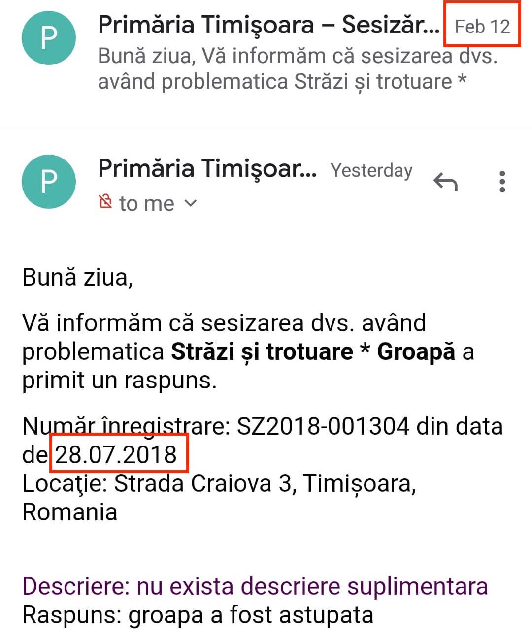 Primăria Timișoara răspunde în 2020 la sesizări făcute în 2018