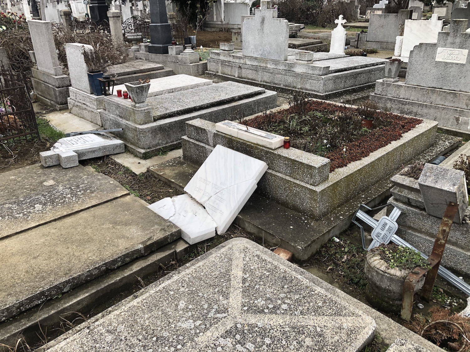 pietre funerare vandalizate cimitirul din calea sagului 1