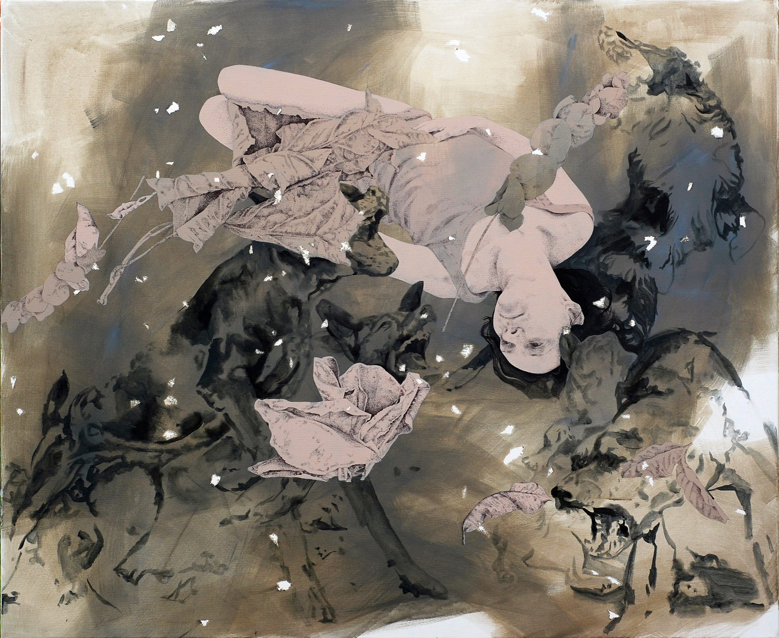 Abandon, acrylic and ink on canvas, 120 cm x 100 cm, 2019