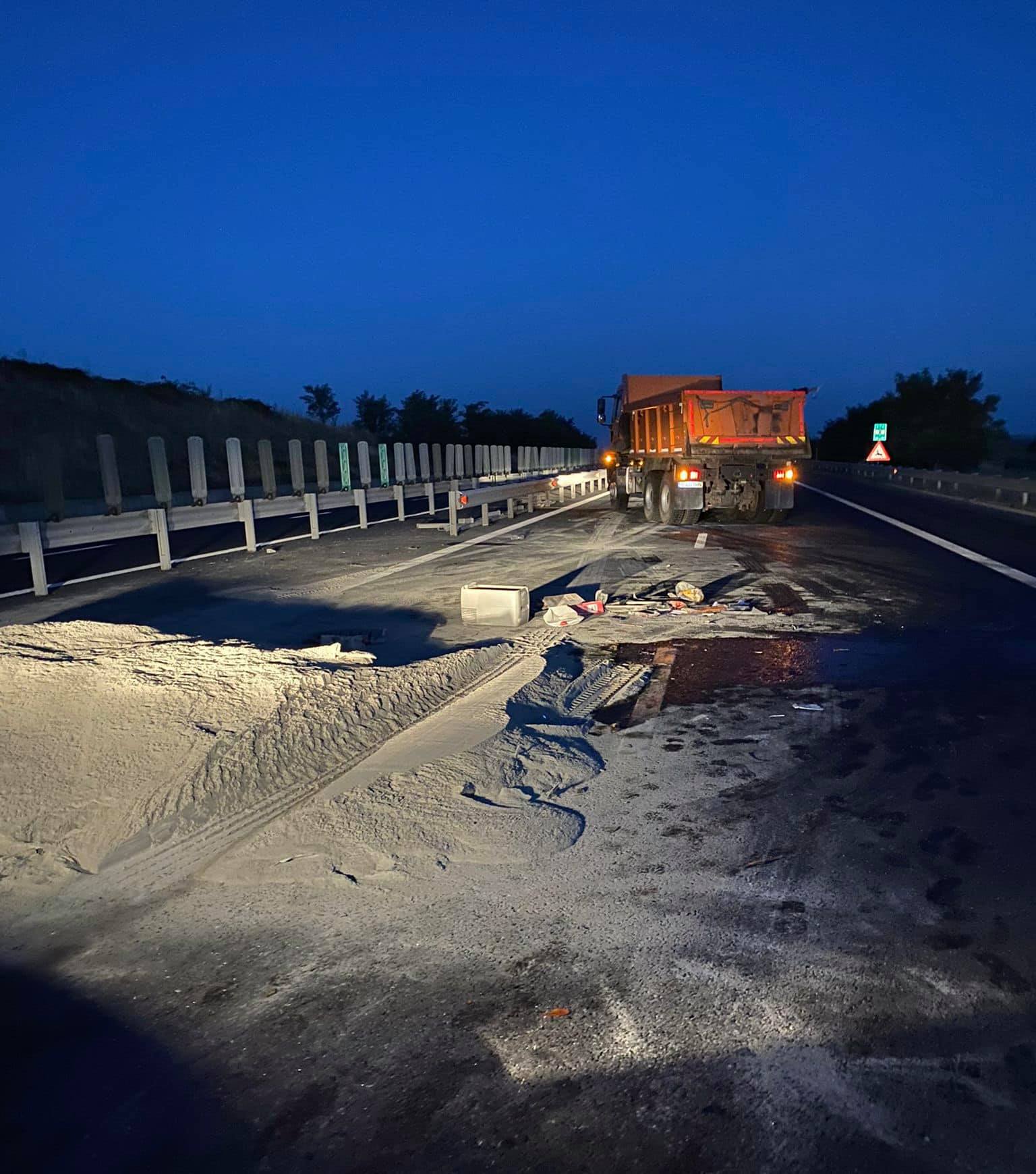 accident autostrada TIR rasturnat