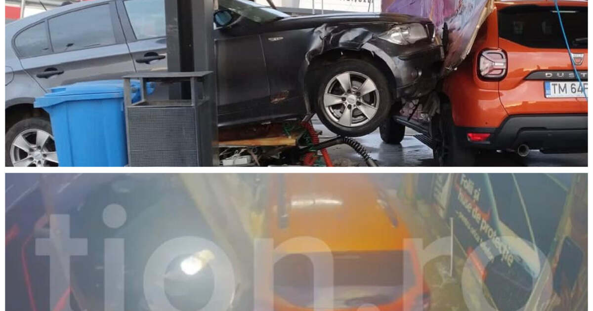 Șoferul care făcea drifturi, prin zidul unei spălătorii auto din Timișoara, într-un incident capturat VIDEO
