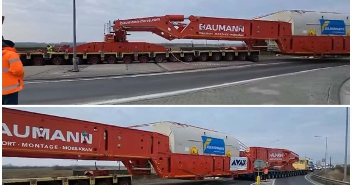 Transport monumental în vestul țării: Record de greutate pentru o turbină de 788 tone Transport monumental în vestul țării: Record de greutate pentru o turbină de 788 tone