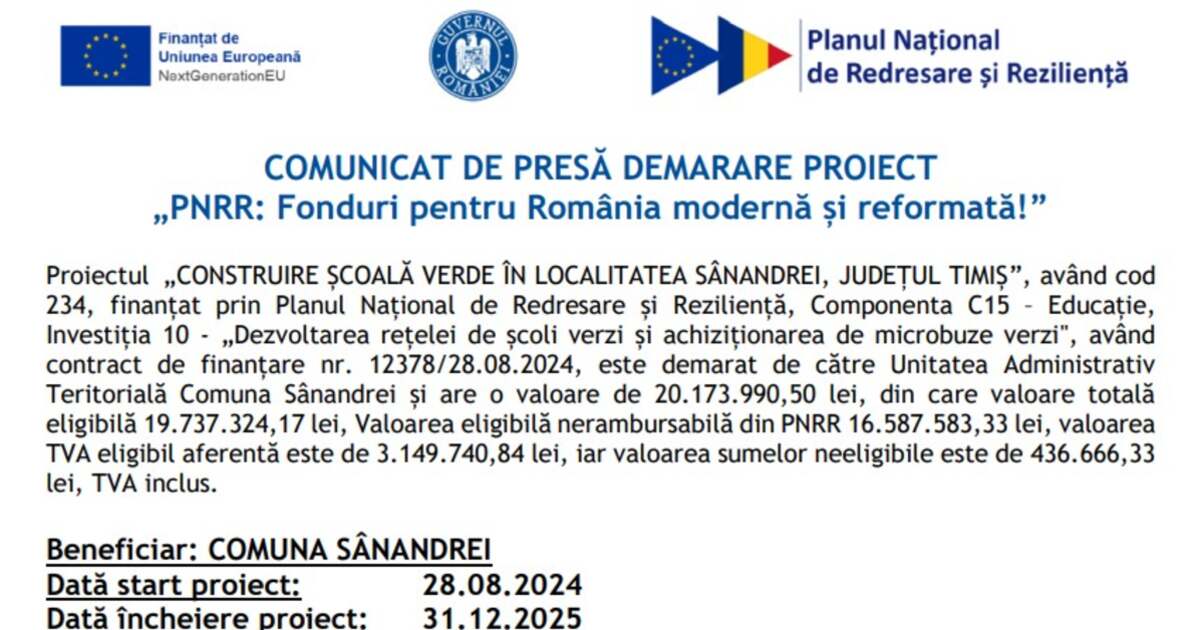Lansarea proiectului „PNRR: Fonduri pentru o Românie modernă și reformată!”