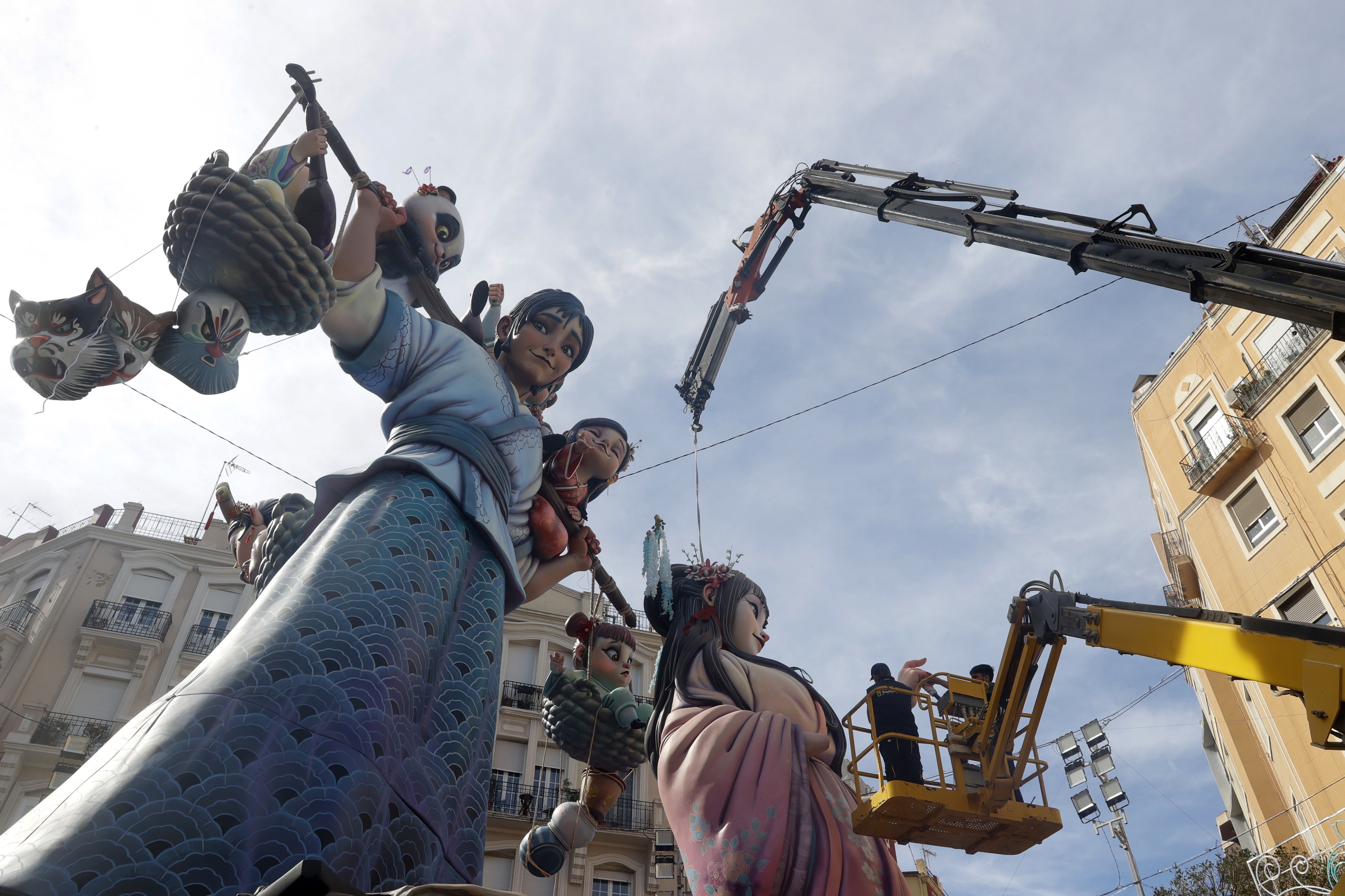 Preparations of the traditional Fest Las Fallas in Valencia